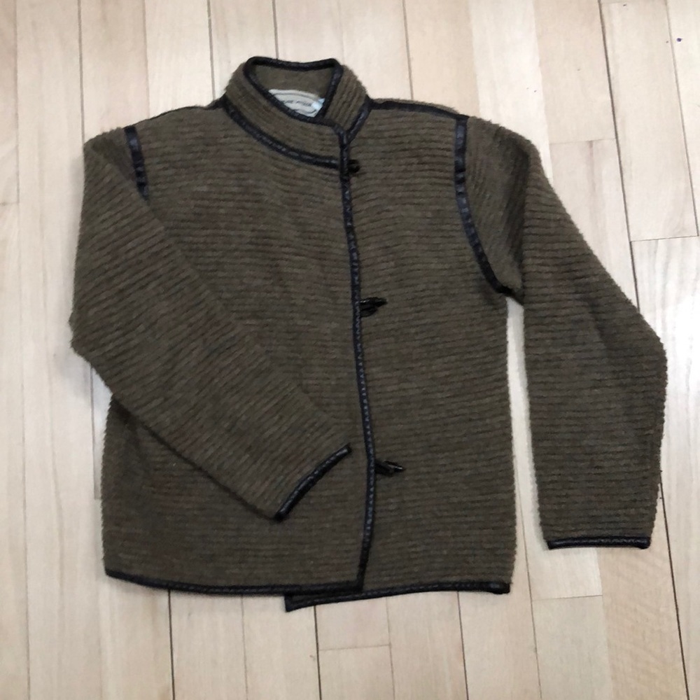 Adrienne Vittadini knit jacket with leather trim